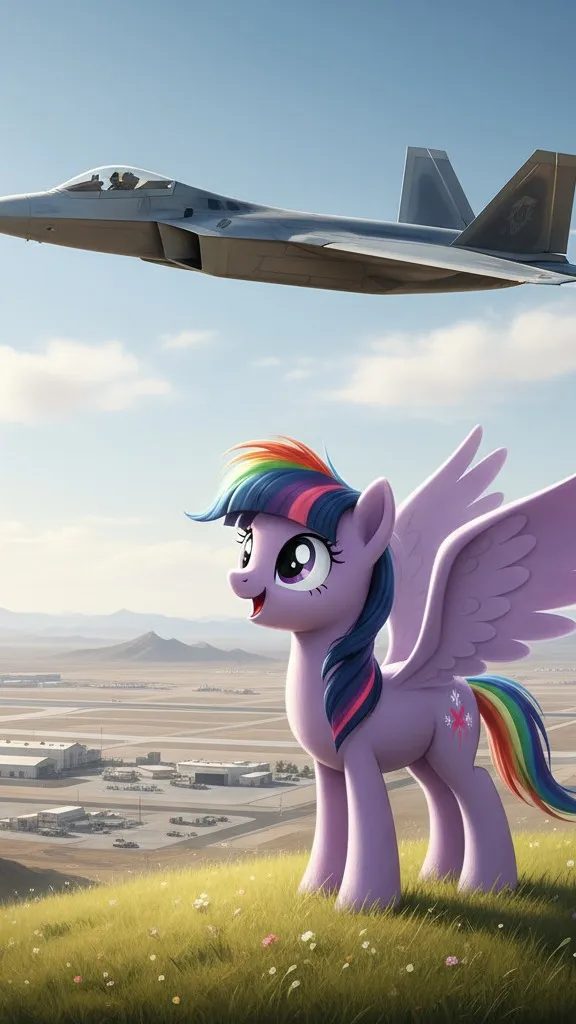 ai character: Mlp with a us jet background