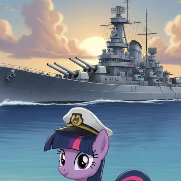 chat with ai character: Mlp with a warship