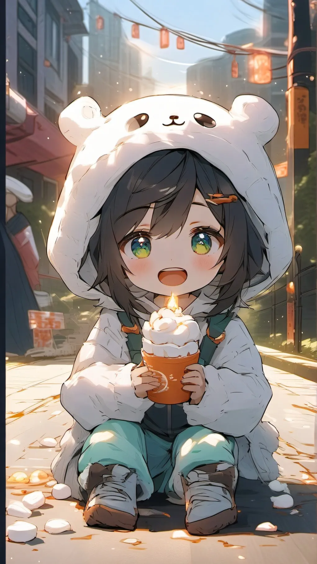 ai character: Marshmello baby background