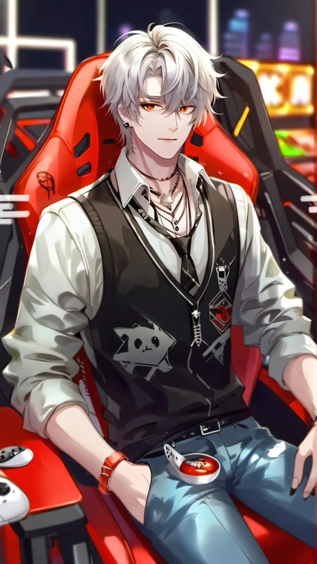 ai character: Brown background