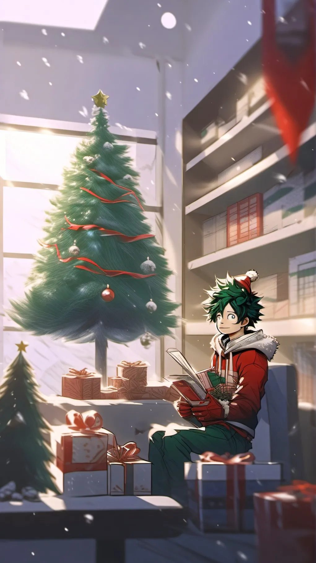 ai character: Mha Christmas background