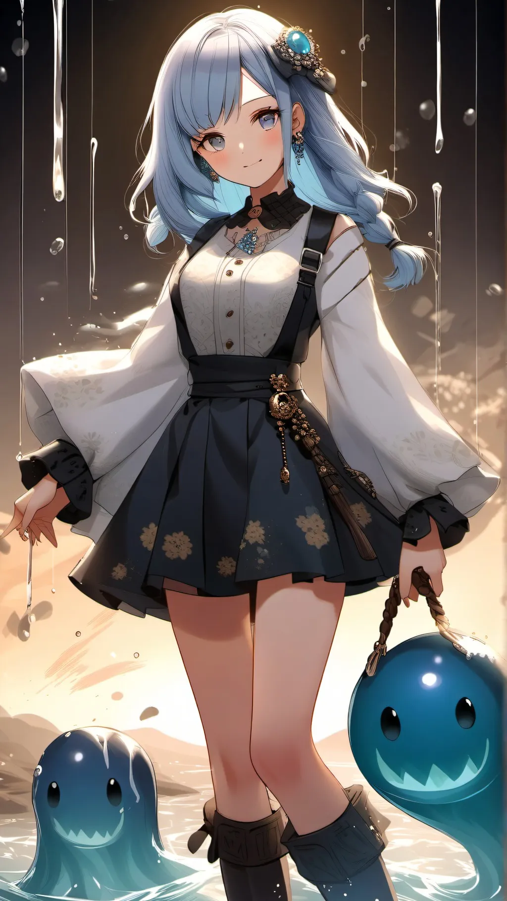 ai character: blue slime girl background