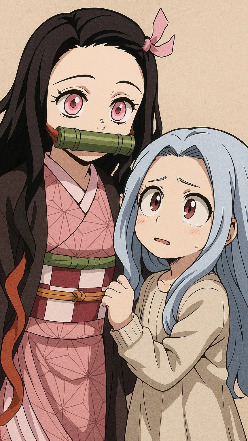 ai character: Nezuko and eri! background
