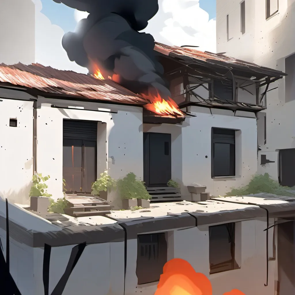 chat with ai character: building fire