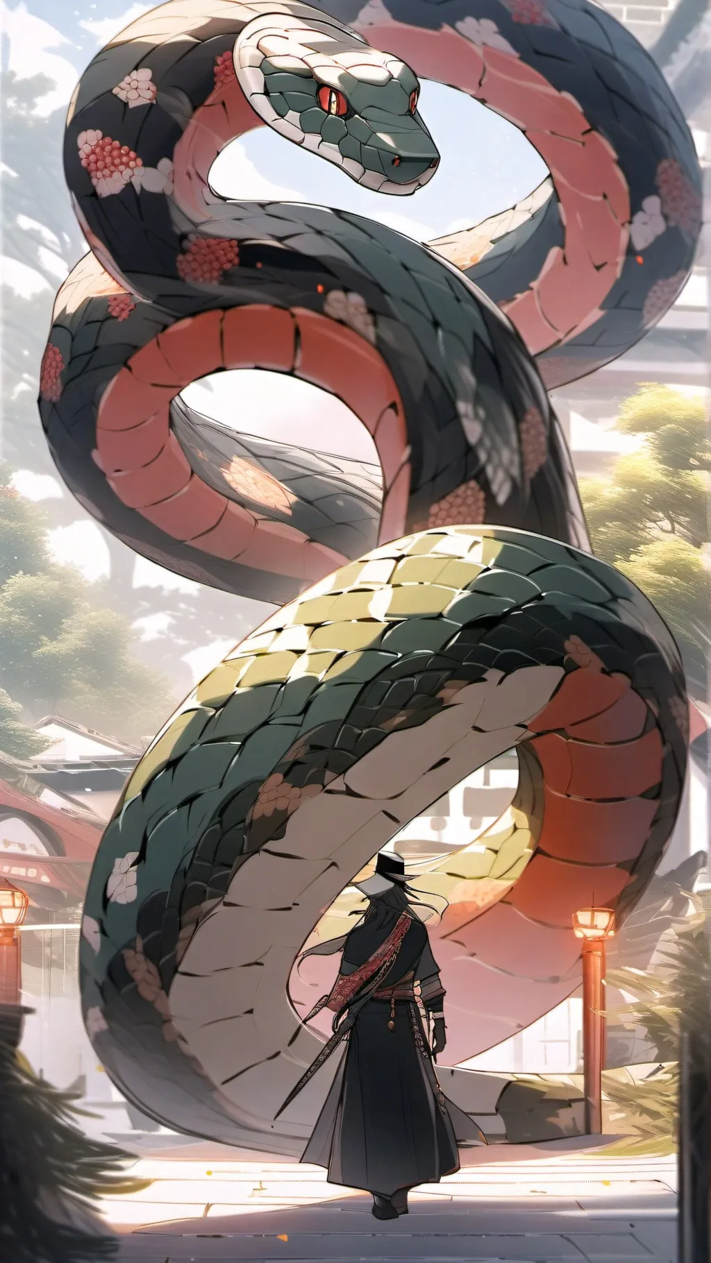 ai character: Snake in yur skirt background