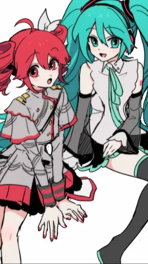 ai character: Miku and teto background