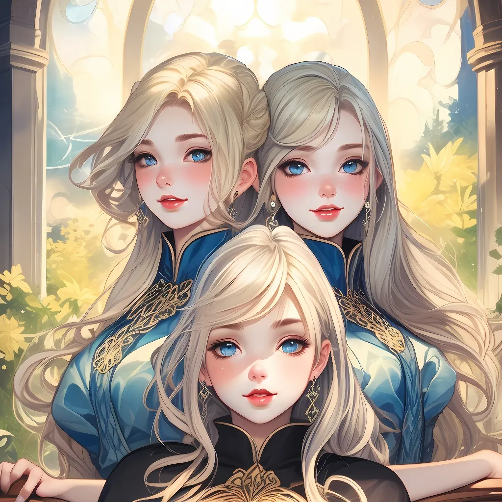 chat with ai character: Blonde threesome 