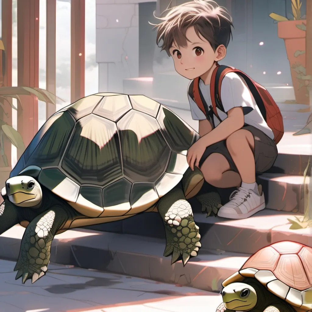 chat with ai character: I like turtles kid