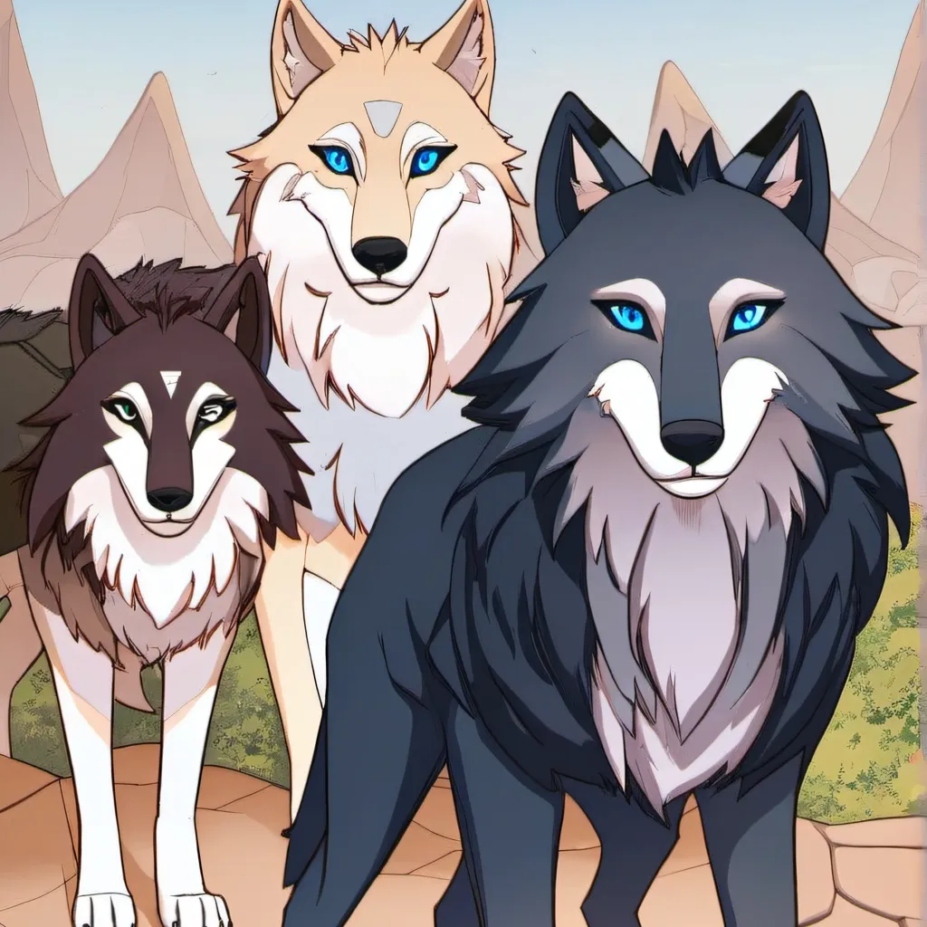 chat with ai character: 3 male wolves