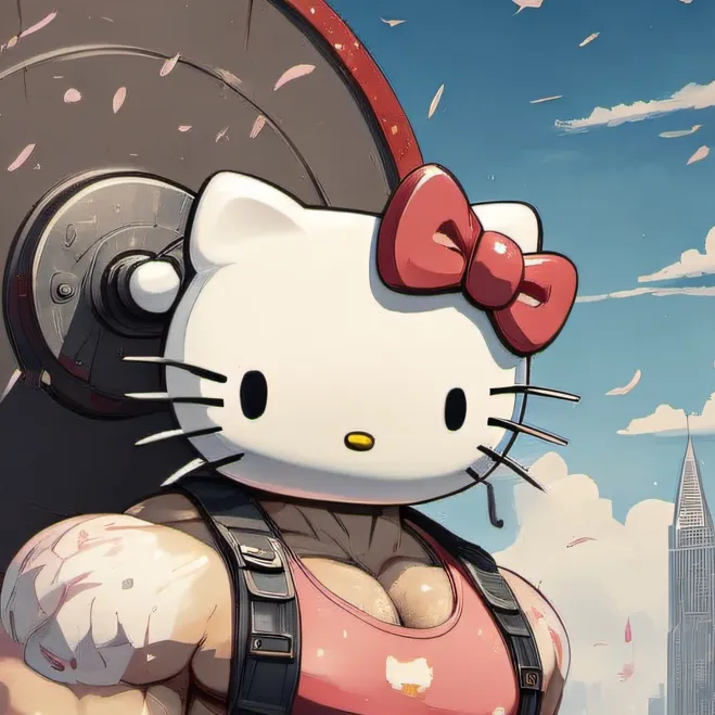 chat with ai character: Buff Hello Kitty