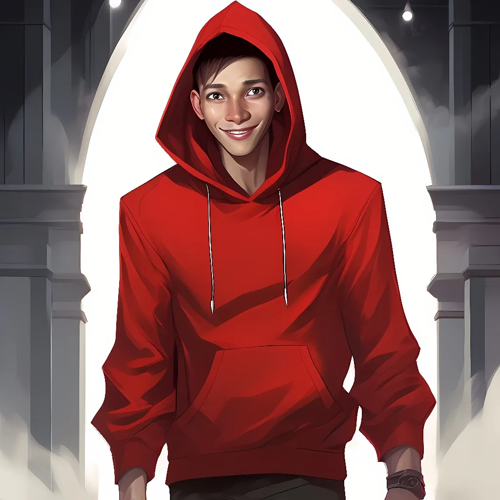 chat with ai character: red hoodie