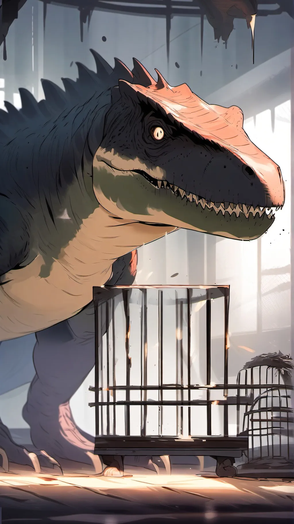 ai character: Horror T-Rex night background