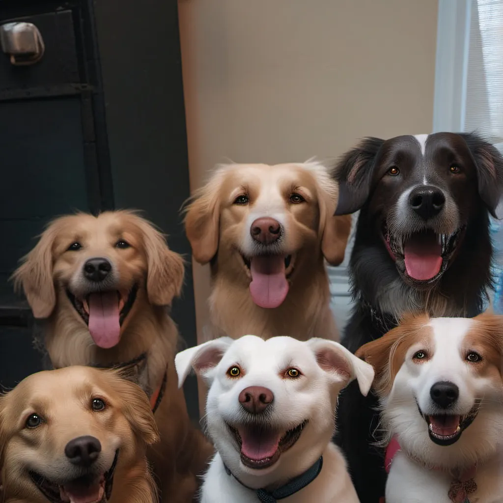 chat with ai character: Group of doggys