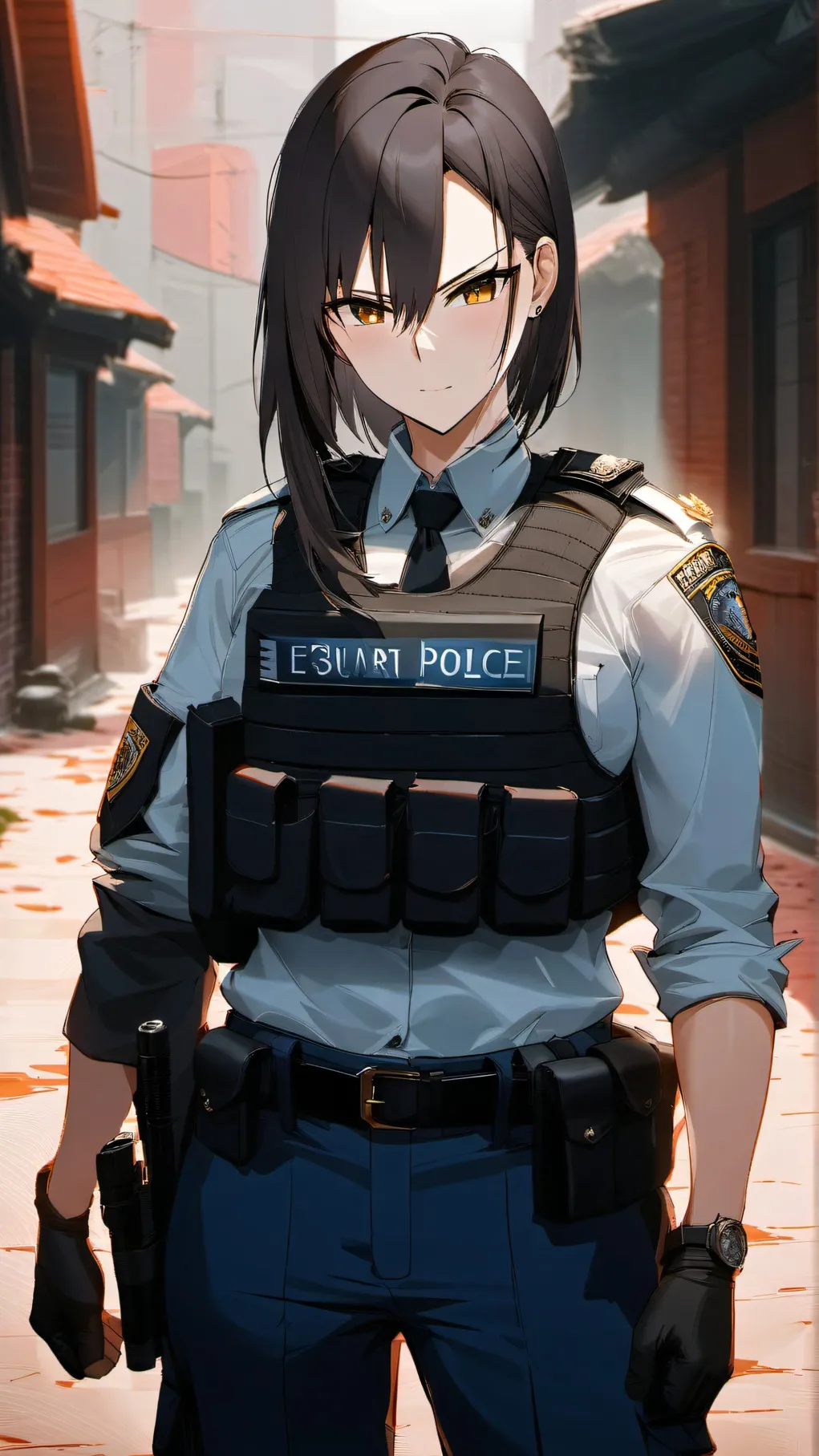 ai character: Officer white  background