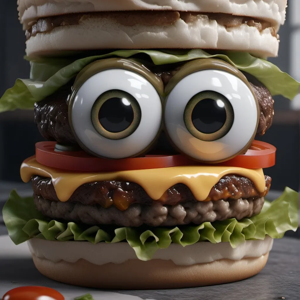 chat with ai character: burger with a gun