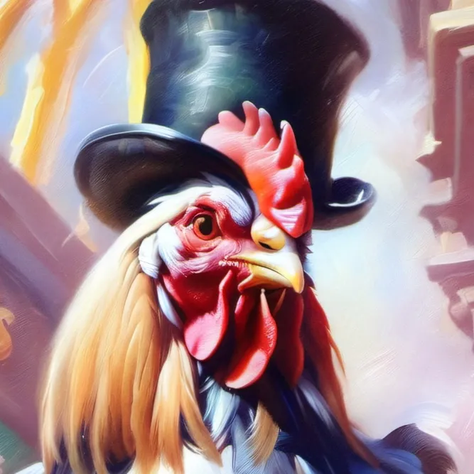 chat with ai character: chicken in top hat