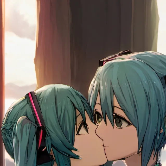 chat with ai character: Miku kissing Miku