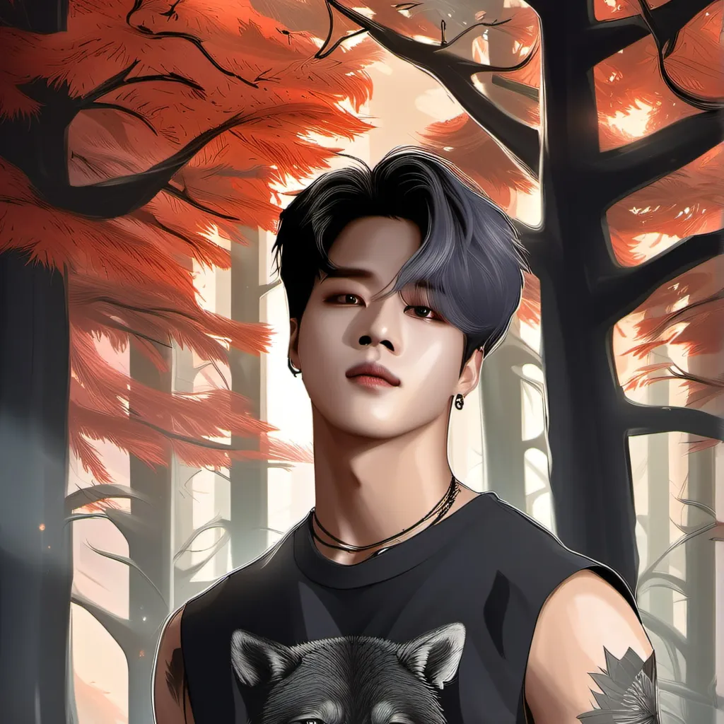 chat with ai character: Jimin as as a wolf