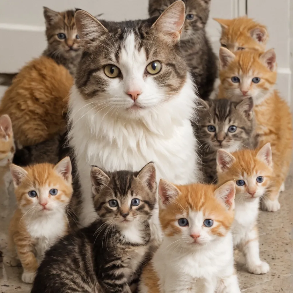 chat with ai character: Cat and 11 kittens
