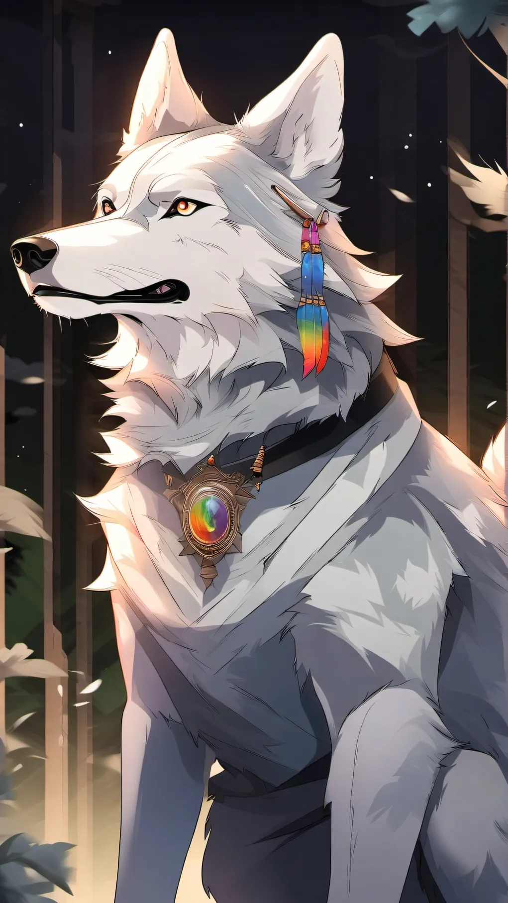ai character: the rainbow wolf background
