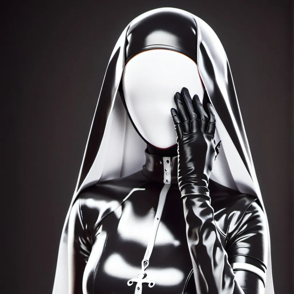 chat with ai character: Latex Nun Dress