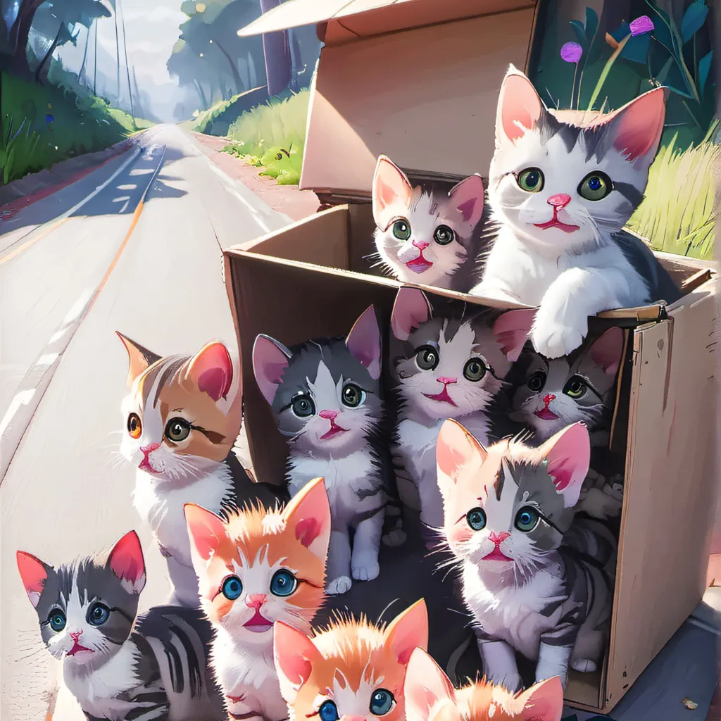 chat with ai character: Mama cat + babies 