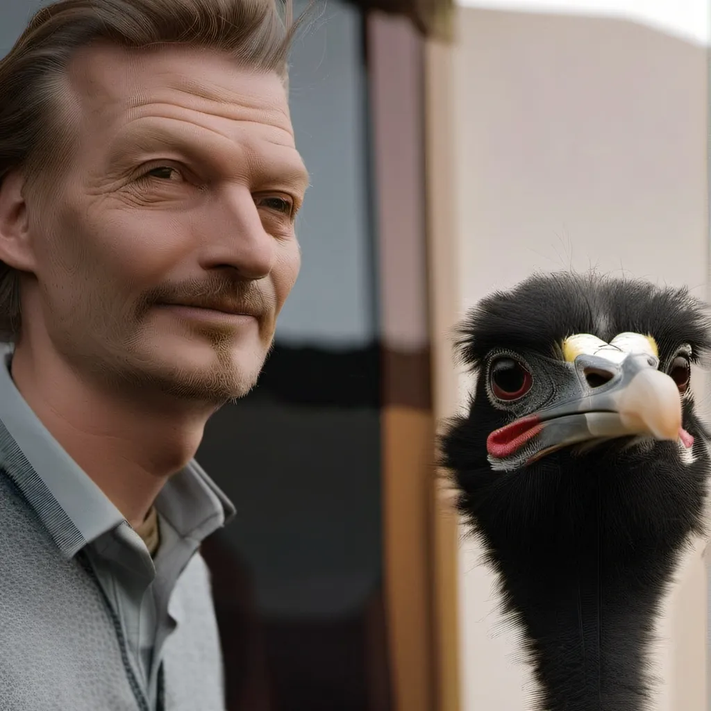 chat with ai character: Ostrich and human