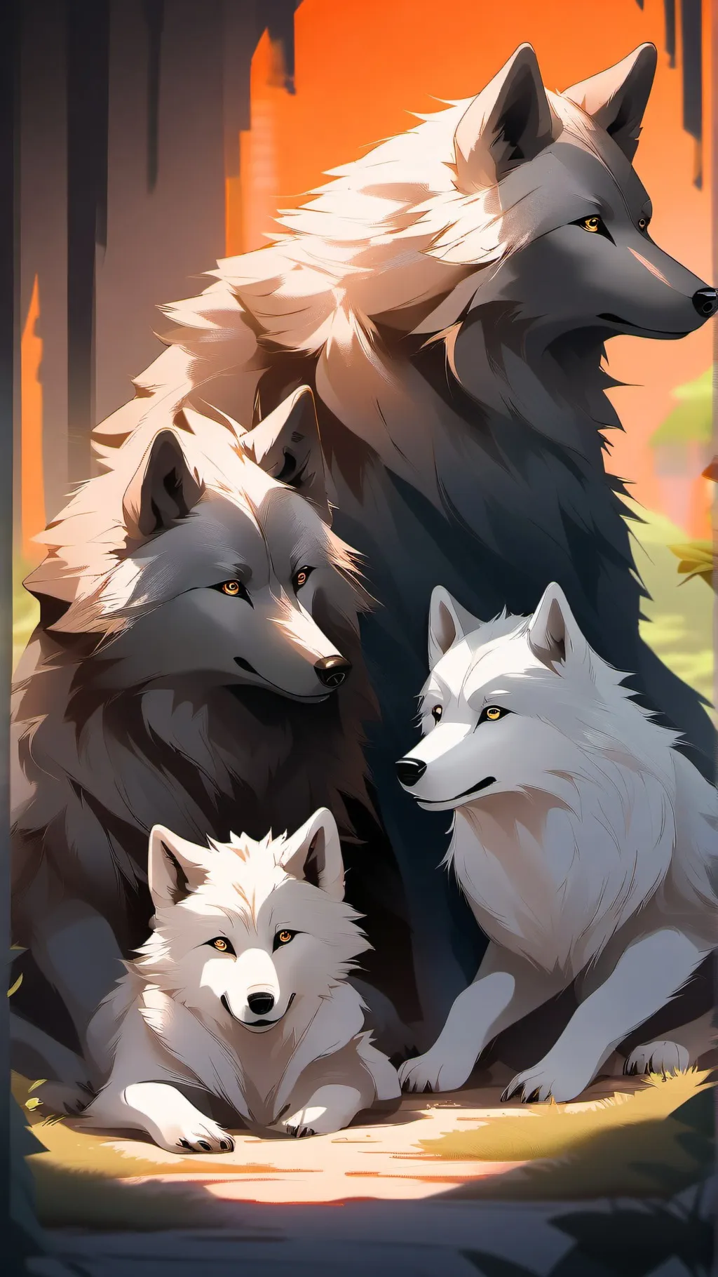 ai character: Baby wolf pack background