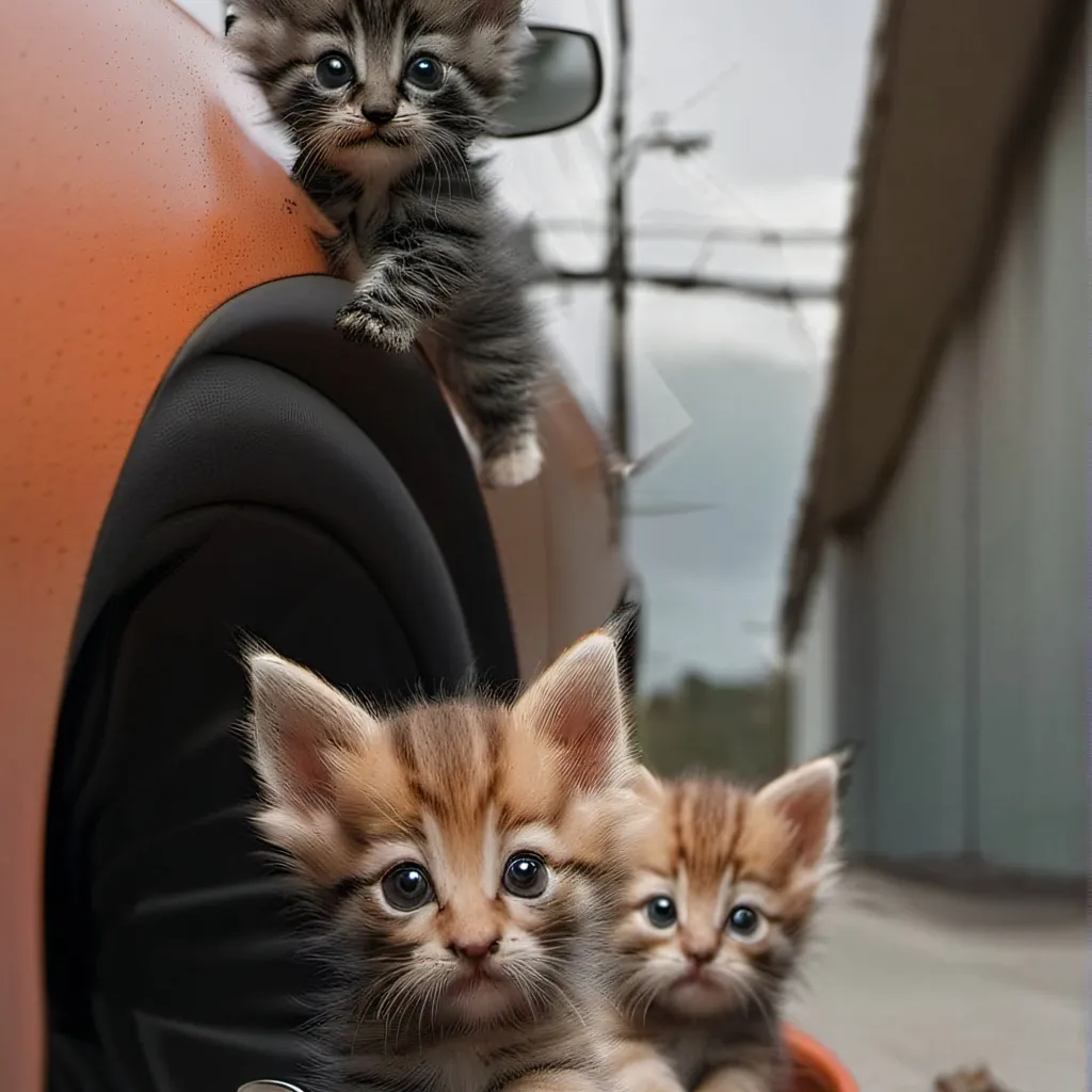 chat with ai character: Kittens driving
