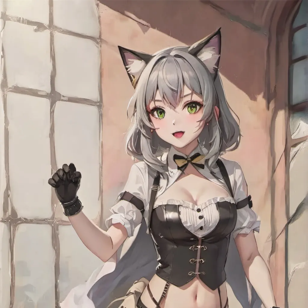 chat with ai character: tickle cat girl