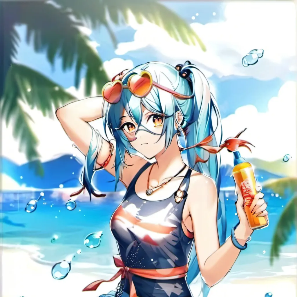 chat with ai character: Miku at the beach!