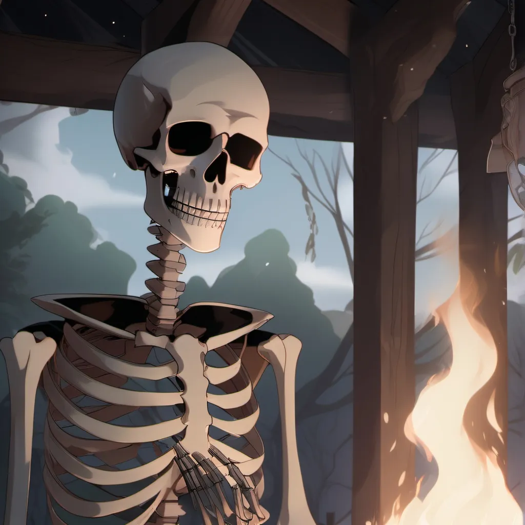 chat with ai character: Skeleton roasting