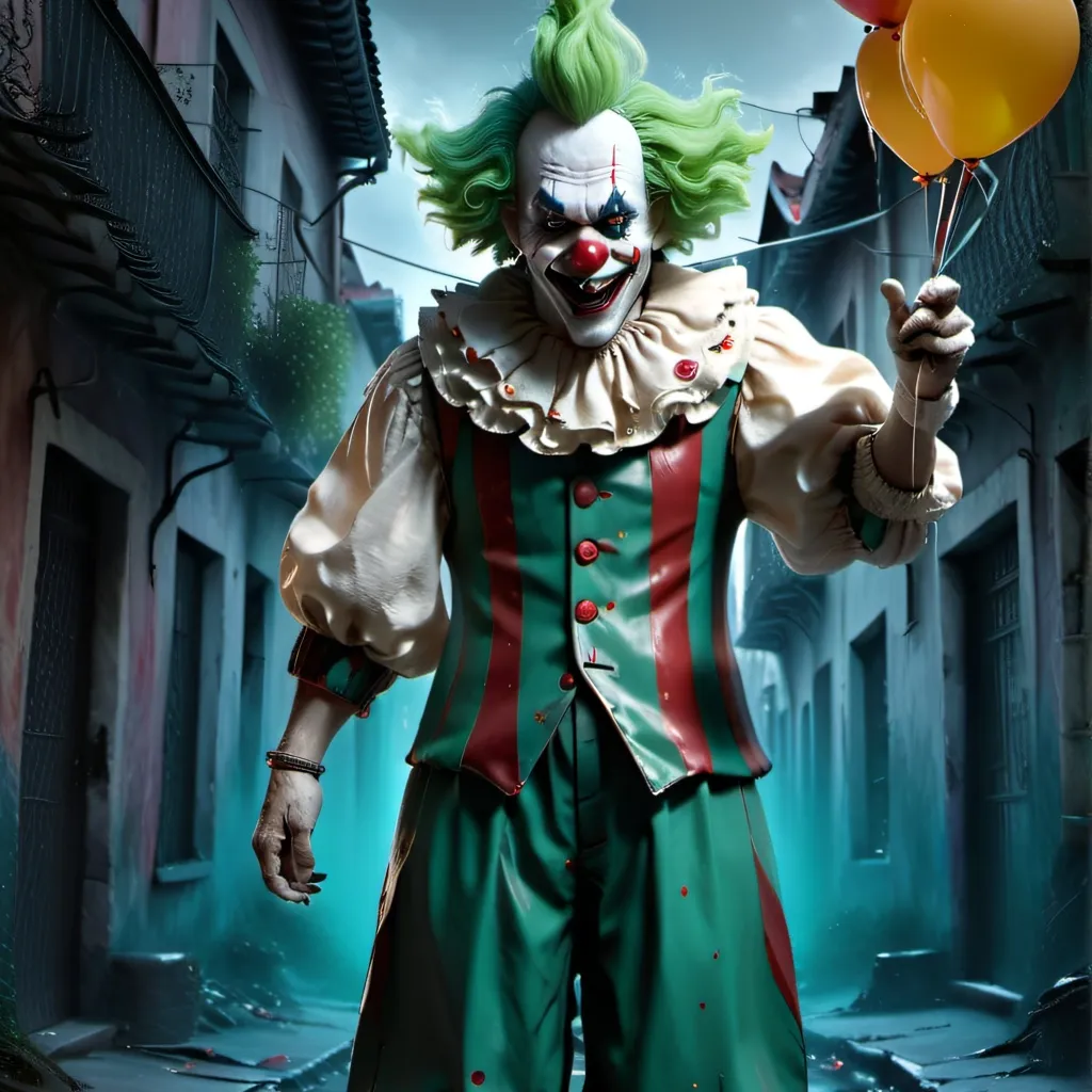chat with ai character: Green-haired Clown