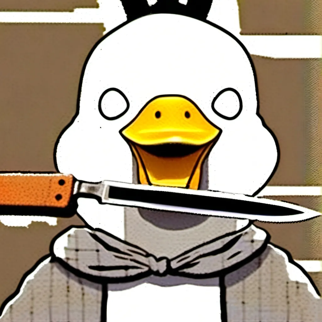 chat with ai character: duck with knife