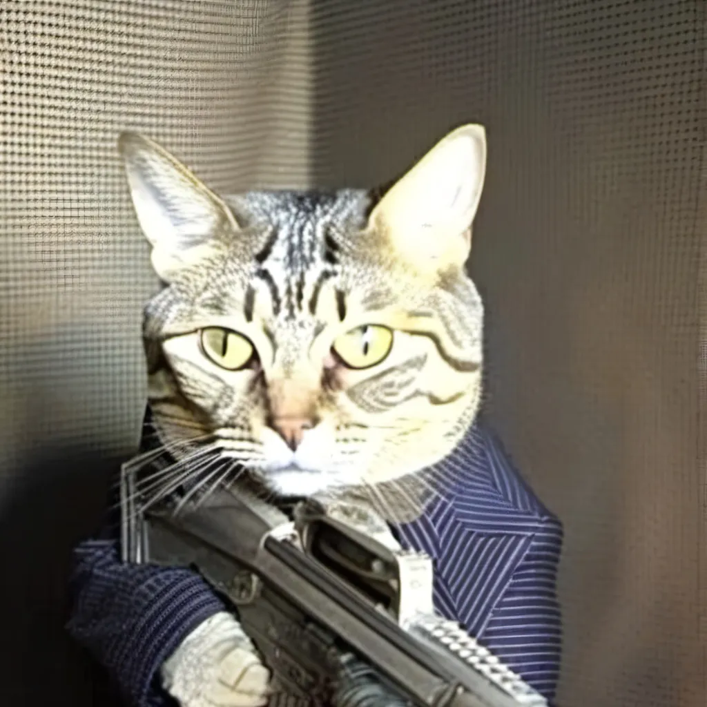 chat with ai character: Cat With A Gun