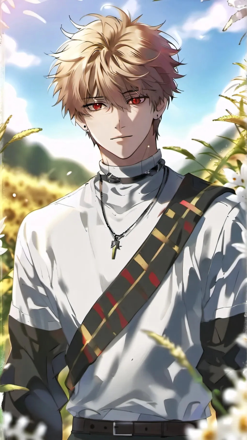 ai character: Mha wet eggplant background