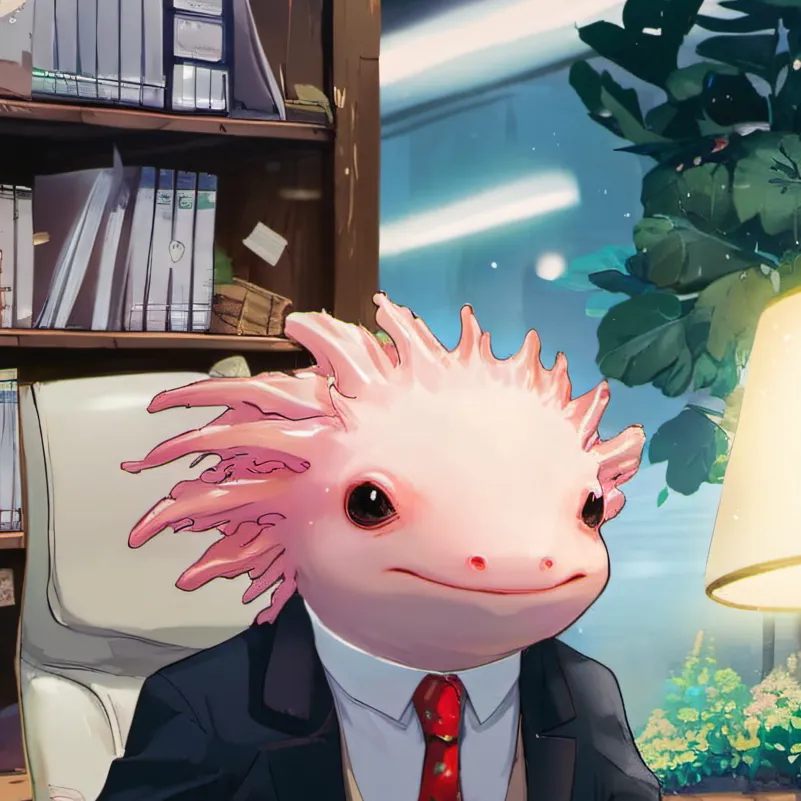 chat with ai character: A business axolotl
