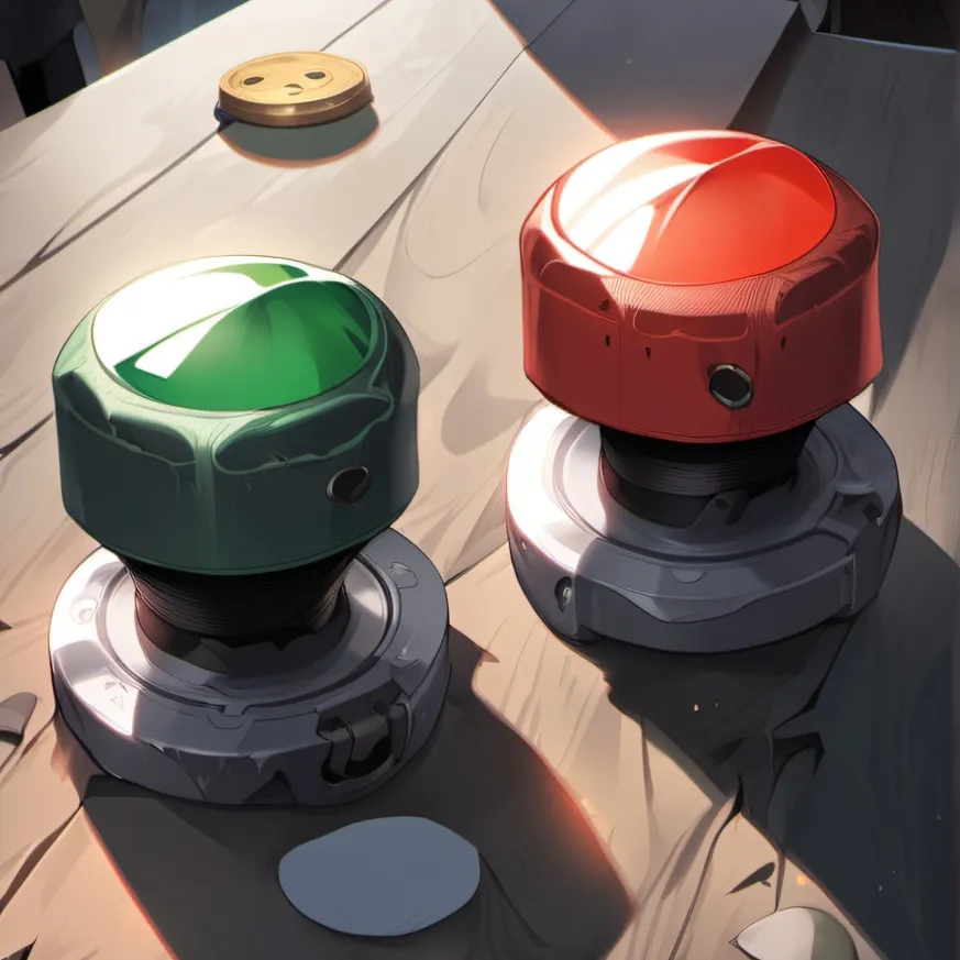 chat with ai character: Two buttons.