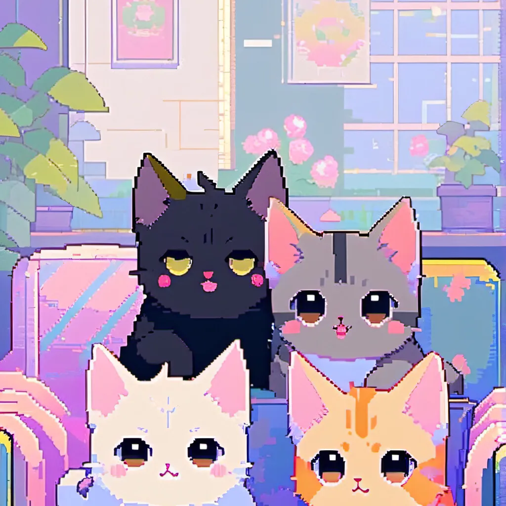 chat with ai character: Four cats