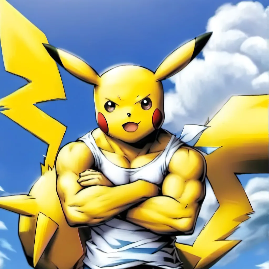 chat with ai character: Muscular Pikachu 