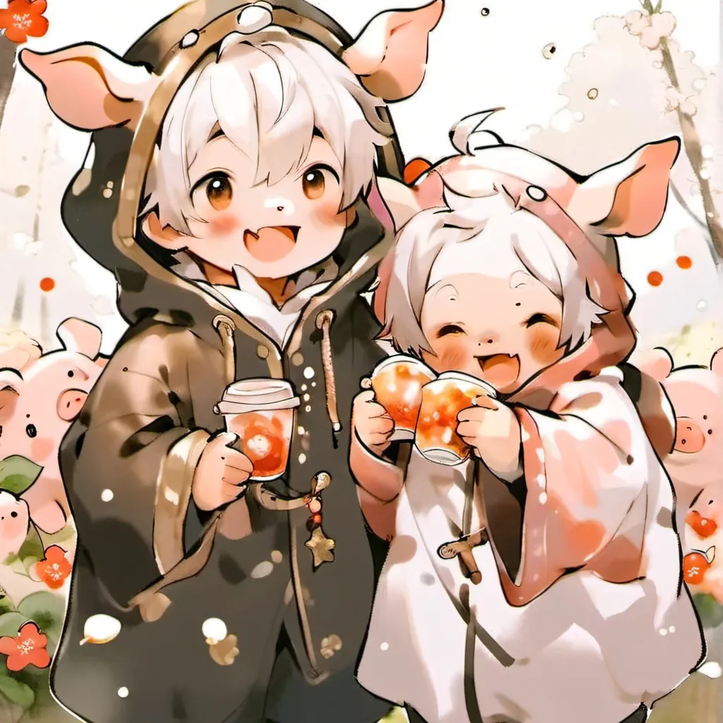 chat with ai character: two twin pigs