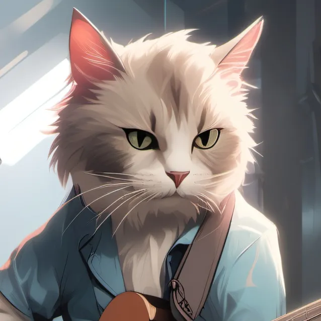 chat with ai character: Guitar cat
