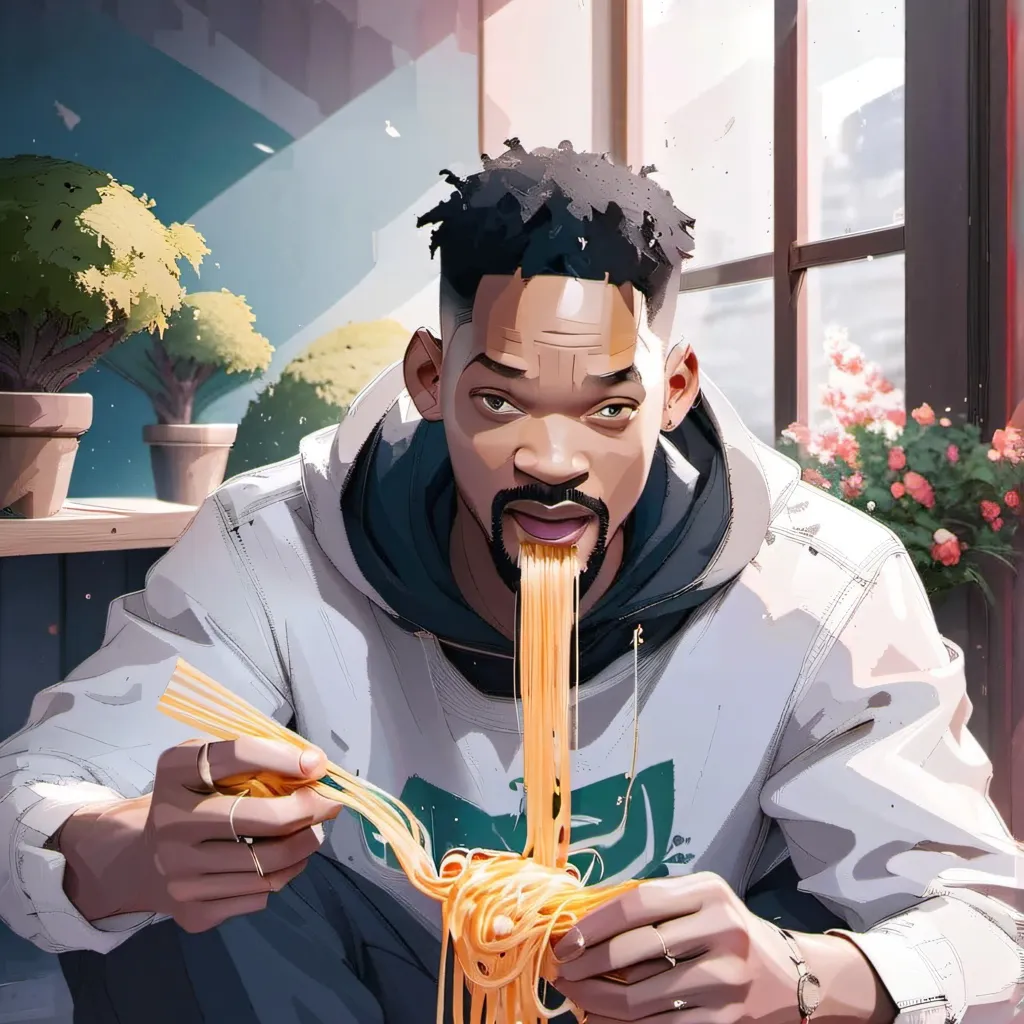 chat with ai character: will smith spaghet