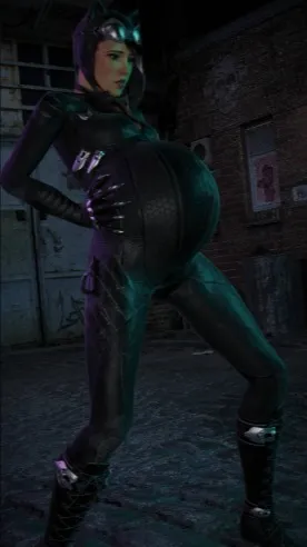 ai character: big belly catwoman background