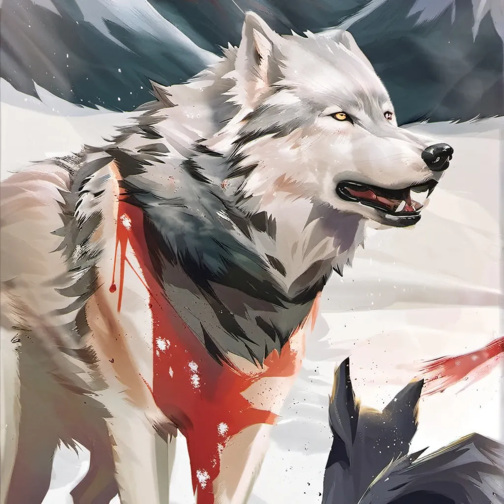 chat with ai character: snow blood wolf