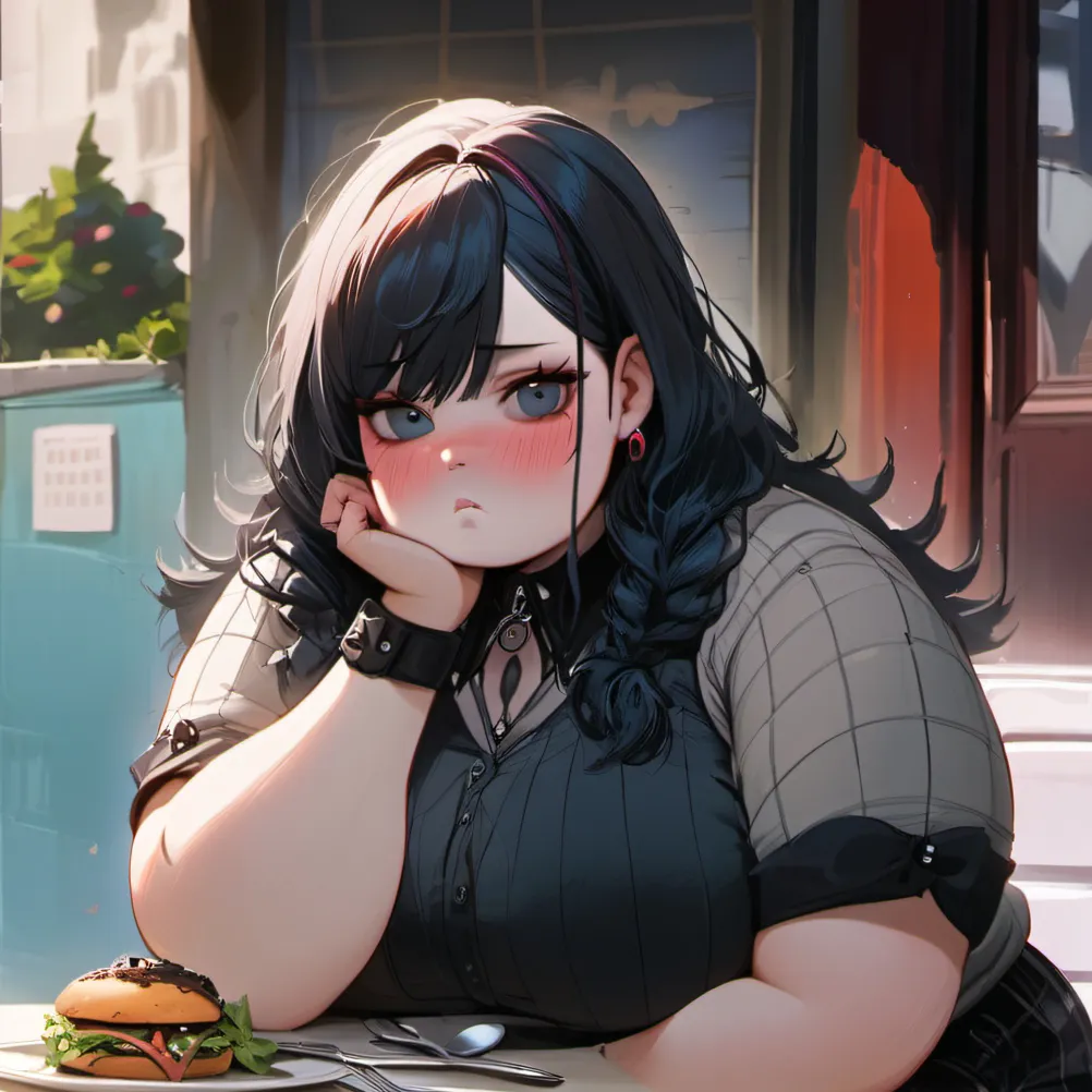 chat with ai character: Fat Goth Girl 