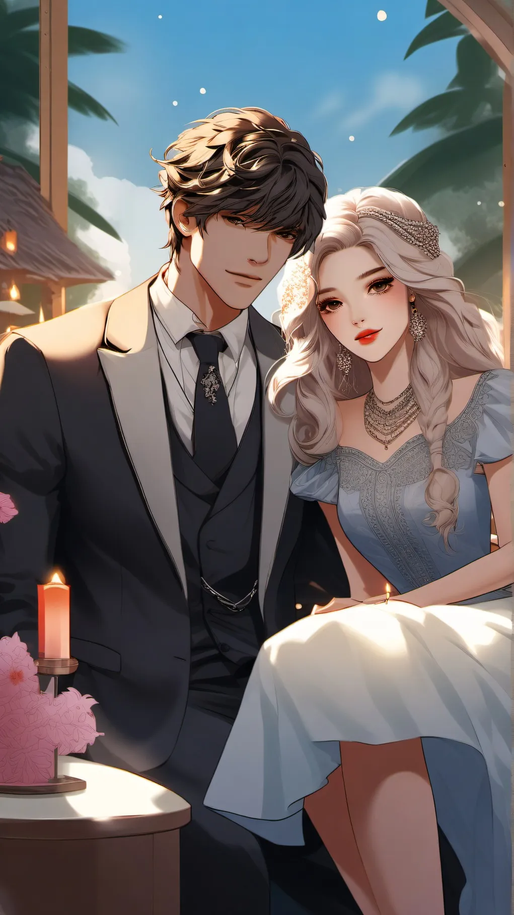 ai character: Matheo et Louna  background