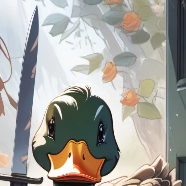 chat with ai character: duck with a knife
