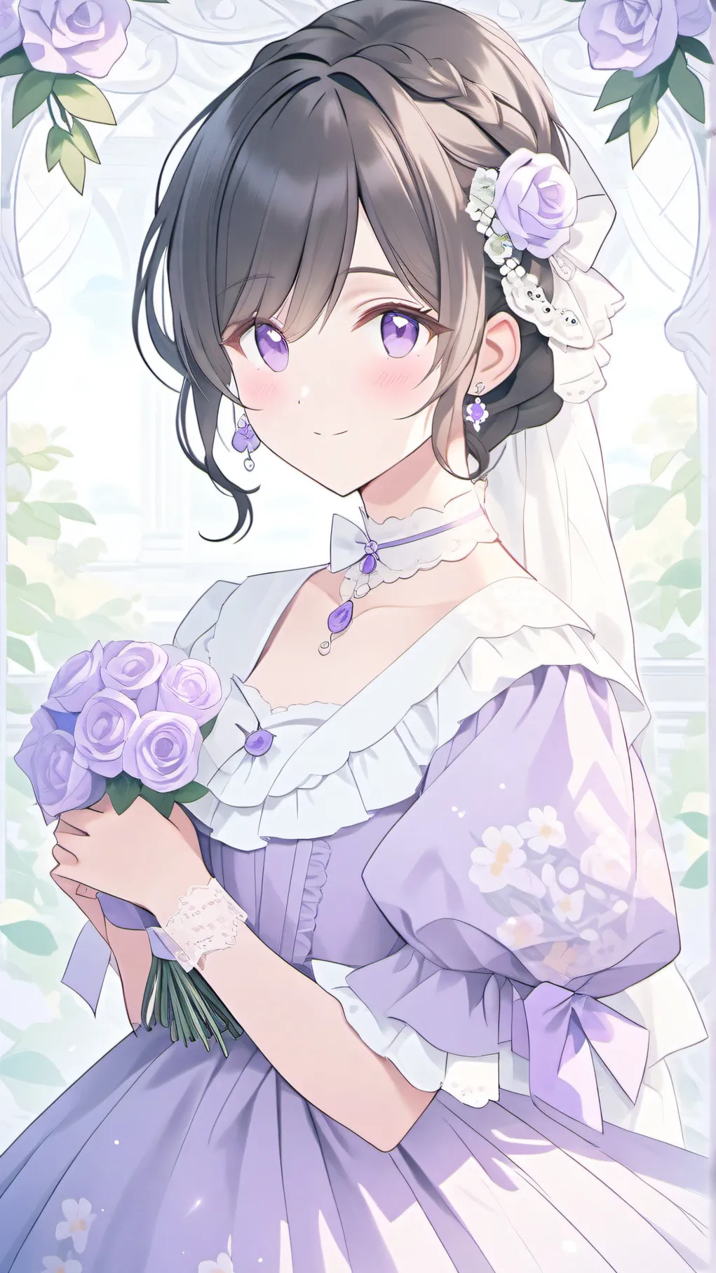ai character: Violet background
