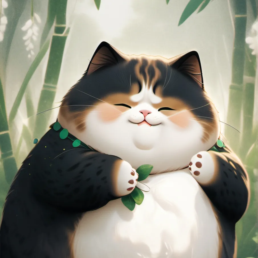 chat with ai character:  Very chubby cat